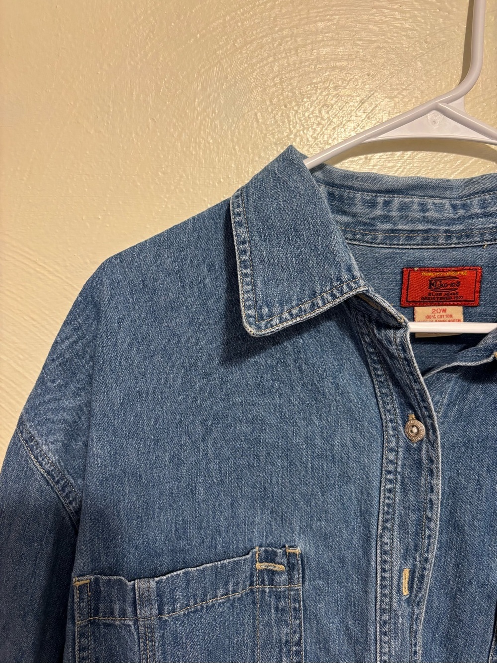 💙 Vintage Kiko-mo Blue Jeans Denim Button Front Shirt Jacket Women’s 20W - Picture 6 of 8